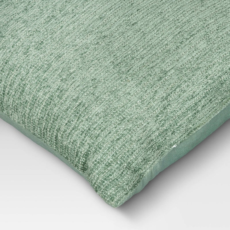 Checkerboard Woven Cotton Square Throw Pillow Green - Room Essentials: Indoor Jacquard Design, Viscose Blend, Polyester Fill