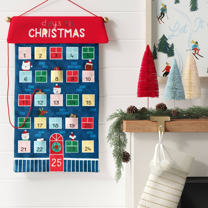 21" Fabric 'Days 'til Christmas' Hanging Advent Calendar Blue/Red - Wondershop