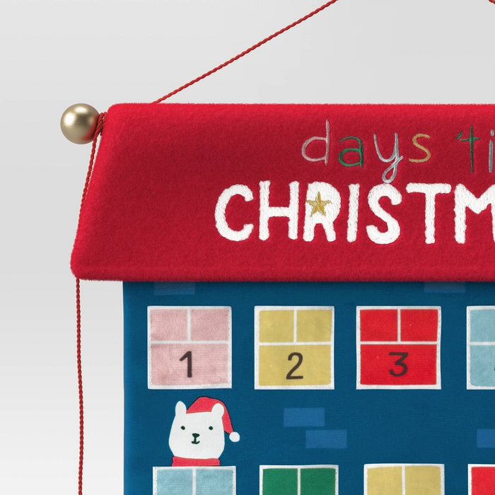 21" Fabric 'Days 'til Christmas' Hanging Advent Calendar Blue/Red - Wondershop