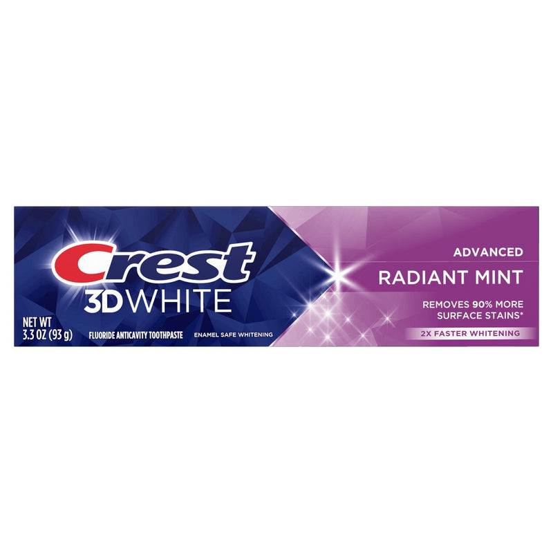 Crest 3D White Advanced Teeth Whitening Toothpaste, Radiant Mint - 3.3 oz