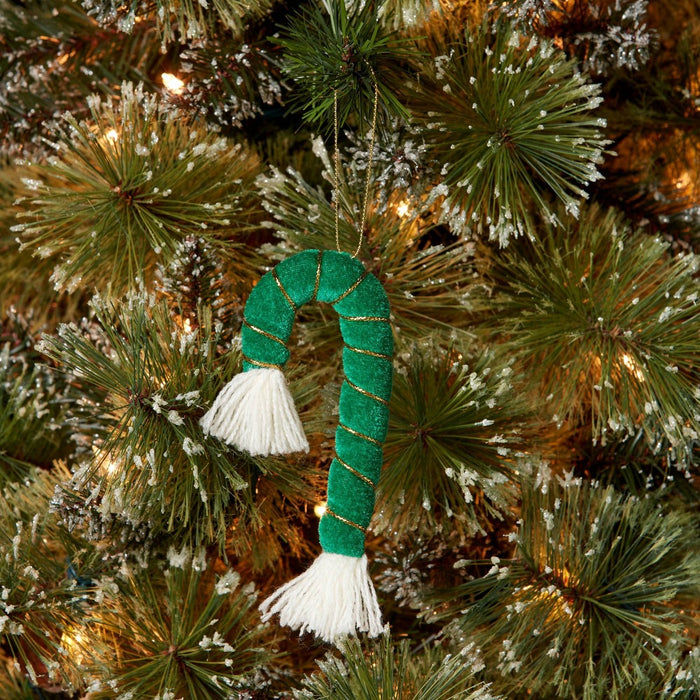 Fabric Candy Cane Christmas Tree Ornament Green - Wondershop
