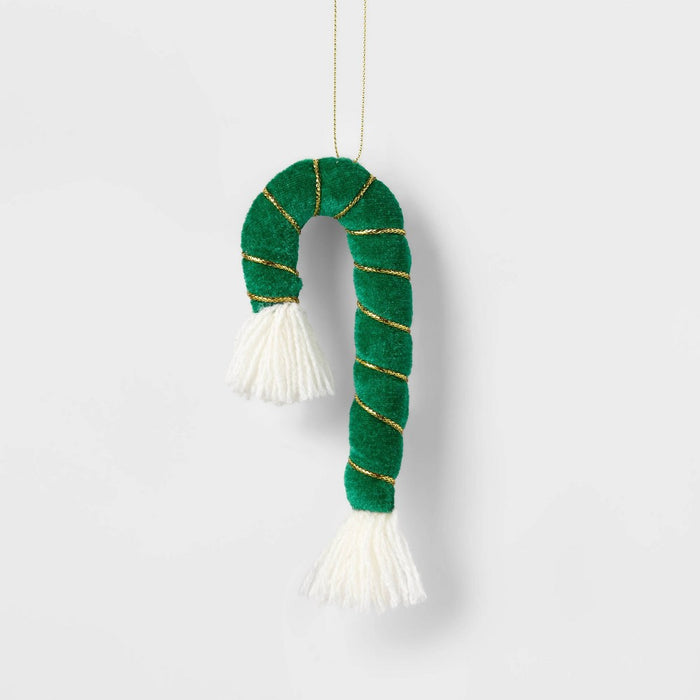 Fabric Candy Cane Christmas Tree Ornament Green - Wondershop