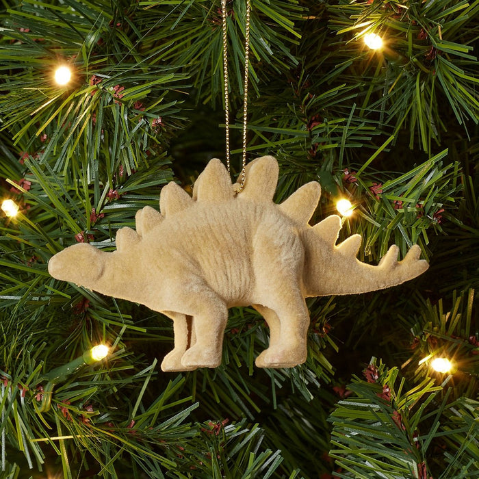 Flocked Stegosaurus Christmas Tree Ornament Tan - Wondershop