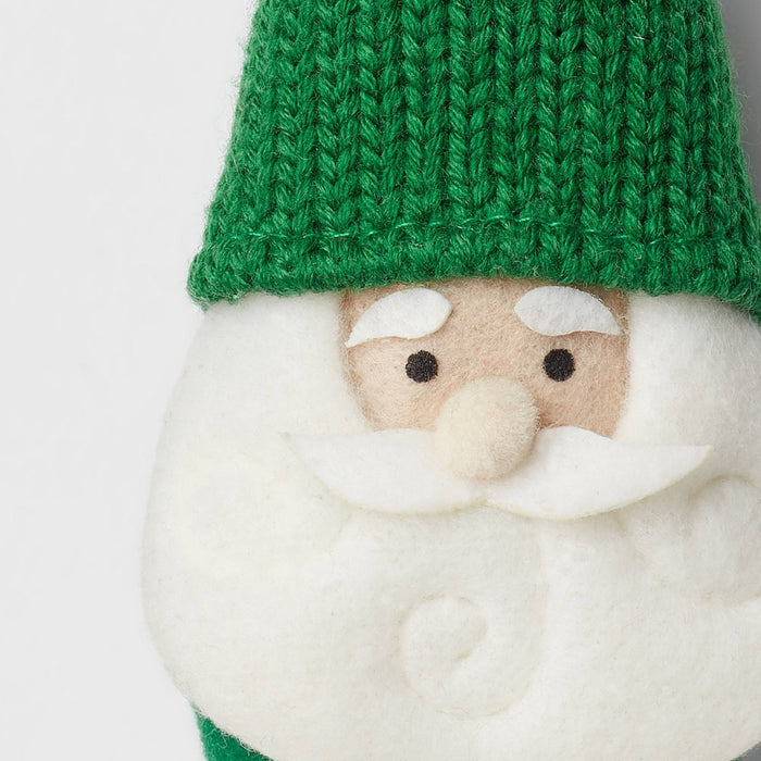 Fabric Gnome Santa Wearing Knit Hat Christmas Tree Ornament Green - Wondershop
