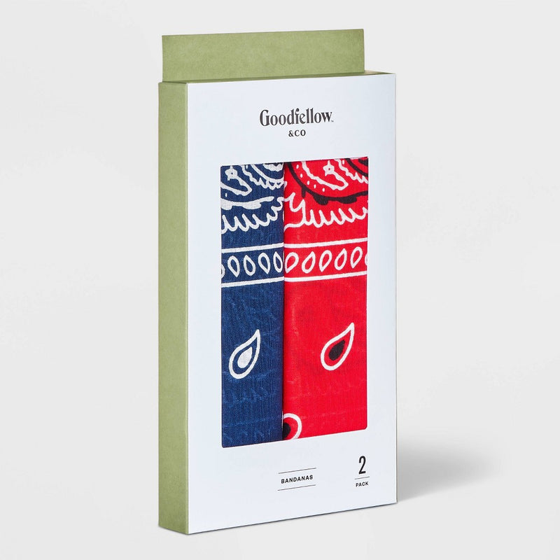 Men's Paisley Bandana Scarves - Goodfellow & Co Blue/Red