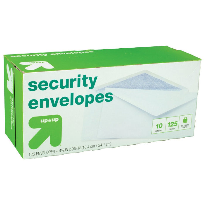 125ct 4" x 9.5" Security Envelopes White - up&up
