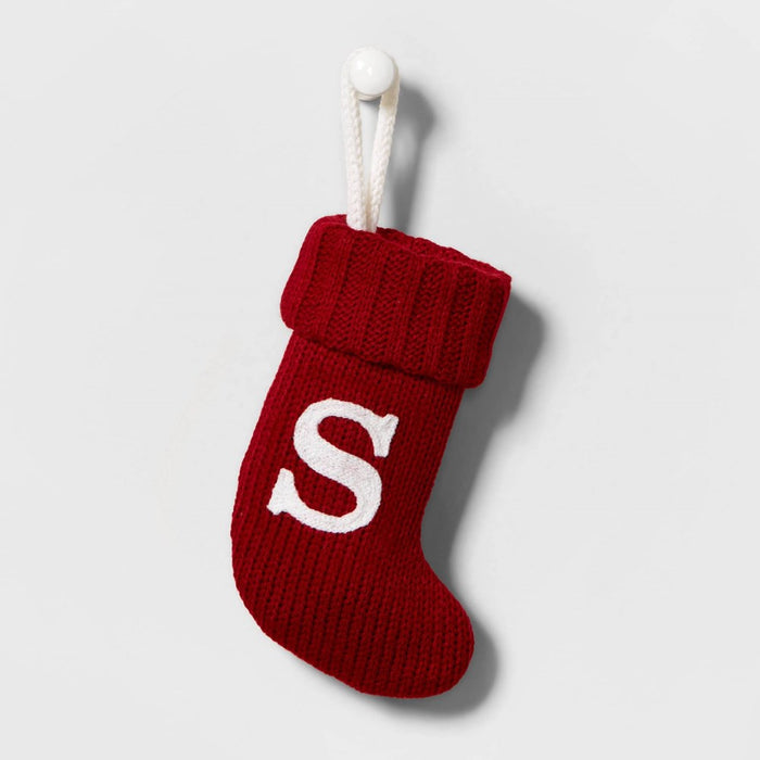 Component 8" Knit Monogram Mini Stocking Red - S