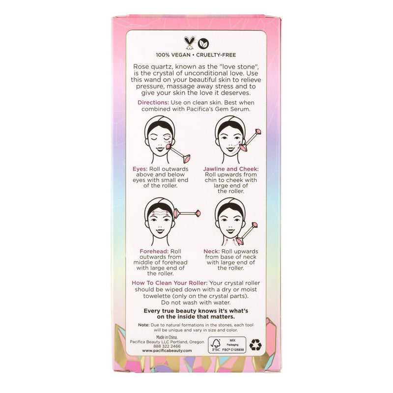 Pacifica Crystal Wand Secret Weapon Rose Quartz Facial Roller - 1ct