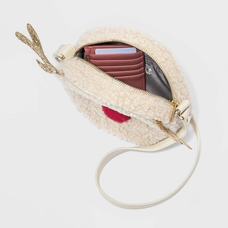 Mad Love Reindeer Print Crossbody Bag - Beige