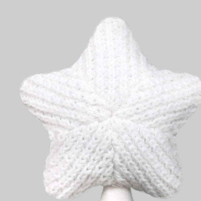 8.75" Knit Fabric Star Mini Christmas Tree Topper White - Wondershop