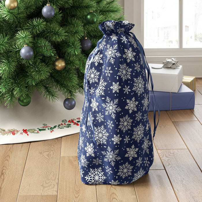 Snowflake Print Christmas Santa Sack Gift Bag Navy - Wondershop