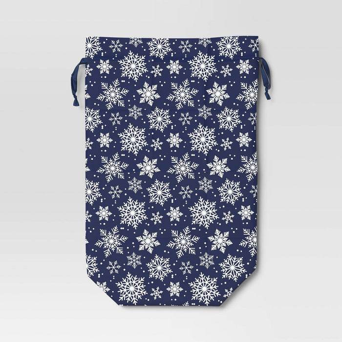 Snowflake Print Christmas Santa Sack Gift Bag Navy - Wondershop