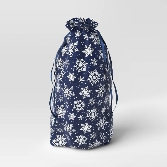 Snowflake Print Christmas Santa Sack Gift Bag Navy - Wondershop