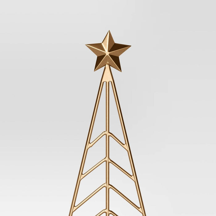 16" Metal Christmas Tree Figurine with Wood Base - Wondershop Gold