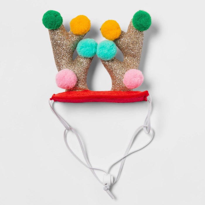 Antlers with Pom Poms Dog Hat - L/XL - Wondershop