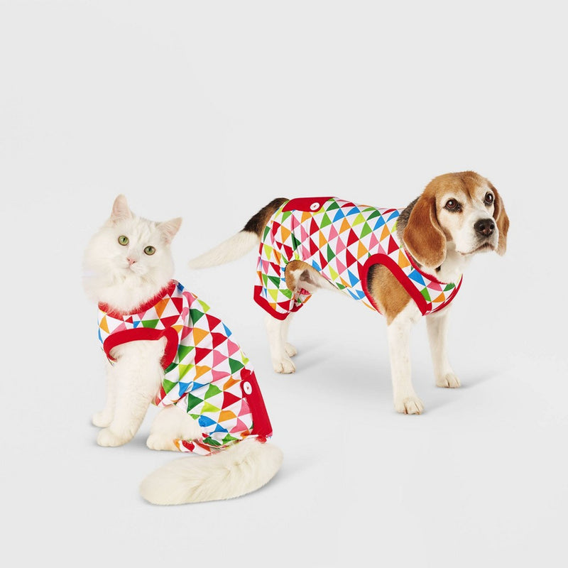 Colorful Triangle Print Dog Pajamas - L - Wondershop