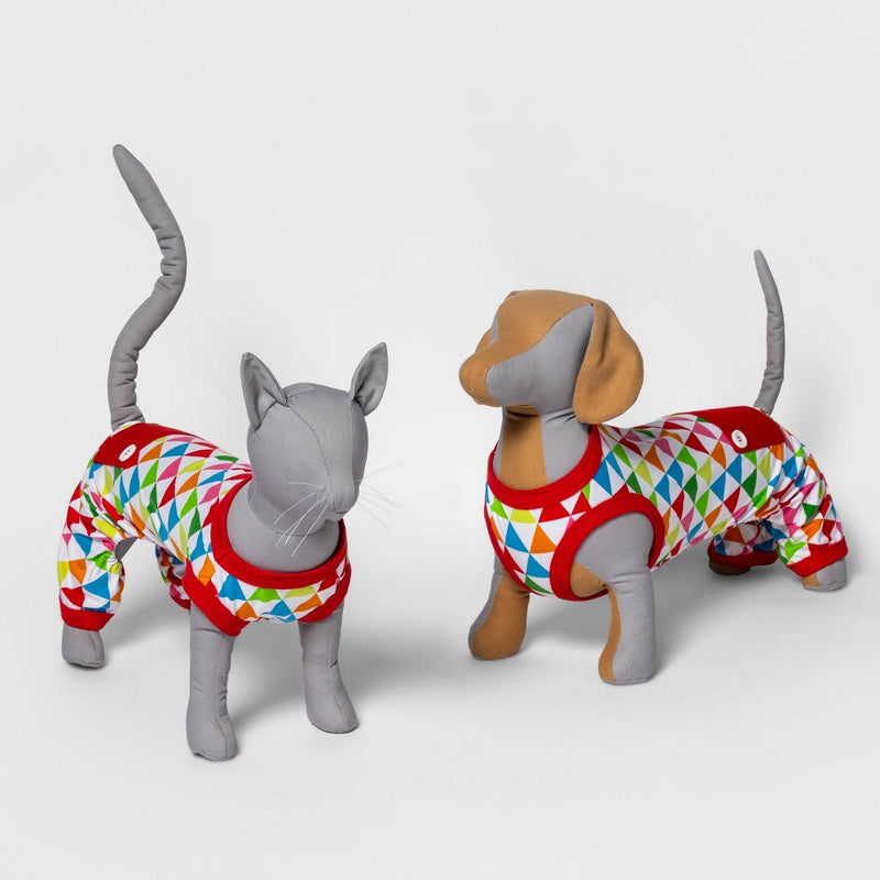 Colorful Triangle Print Dog Pajamas - M - Wondershop