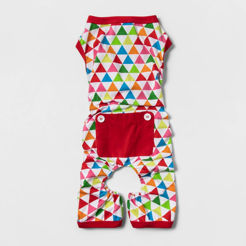 Colorful Triangle Print Dog Pajamas - M - Wondershop