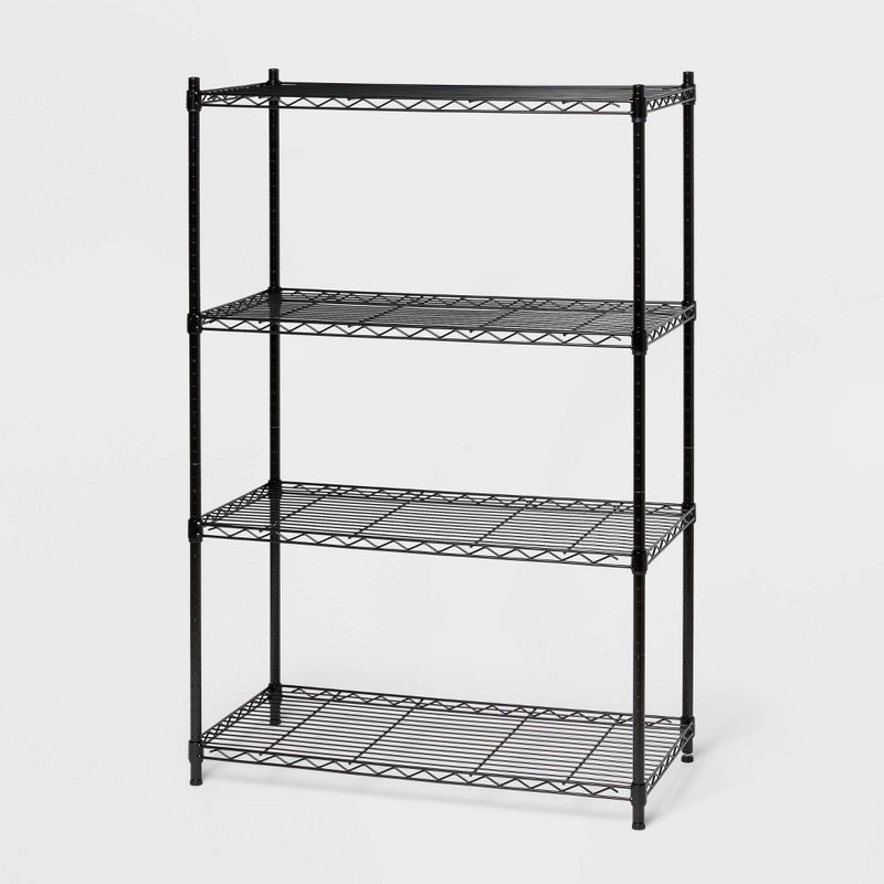 4 Tier Wide Wire Shelving Black - Brightroom (LOCAL PICKUP ONLY)