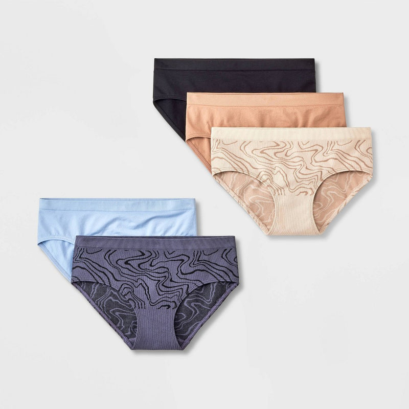 Girls' 5pk Seamless Hipster Underwear - art class L