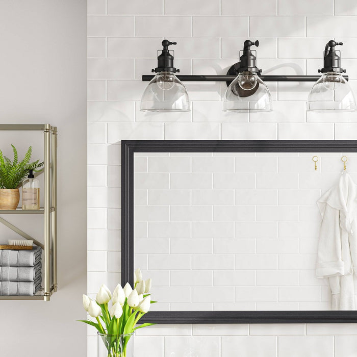 3-Light Industrial Glass Chandelier Matte Black - Threshold