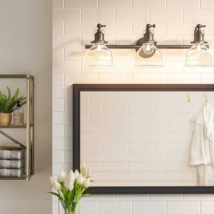 3-Light Industrial Glass Chandelier Matte Black - Threshold