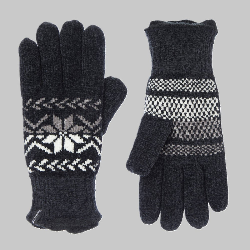 Isotoner Snowflake Chenille Gloves - Black