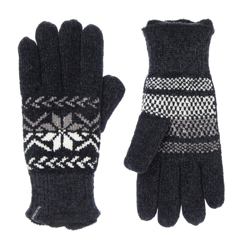 Isotoner Snowflake Chenille Gloves - Black