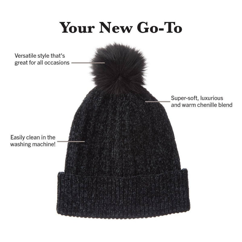 Isotoner Chenille Hat - Black