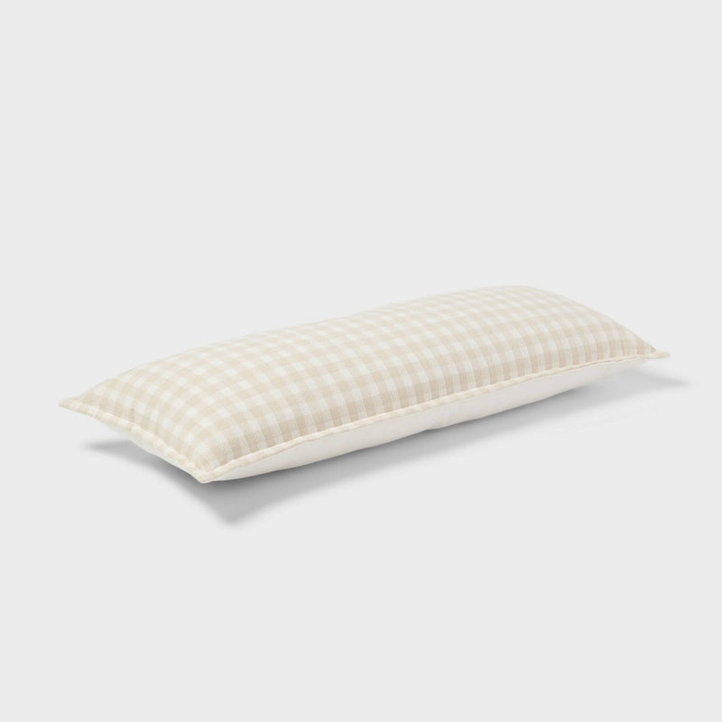 Gingham OS Oblong Dec Pillow Khaki/Ivory - Threshold: Cotton Rectangle Lumbar Support, Indoor Use (LOCAL PICKUP ONLY)