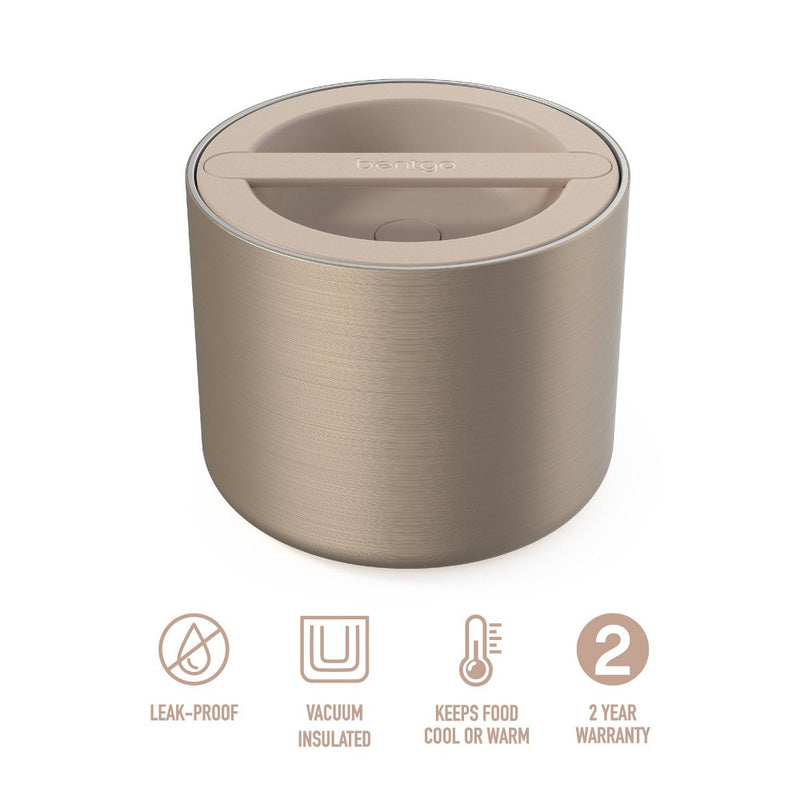 Bentgo 2.4c Stainless Steel Insulted Food Storage Container with Plastic Lid Tan
