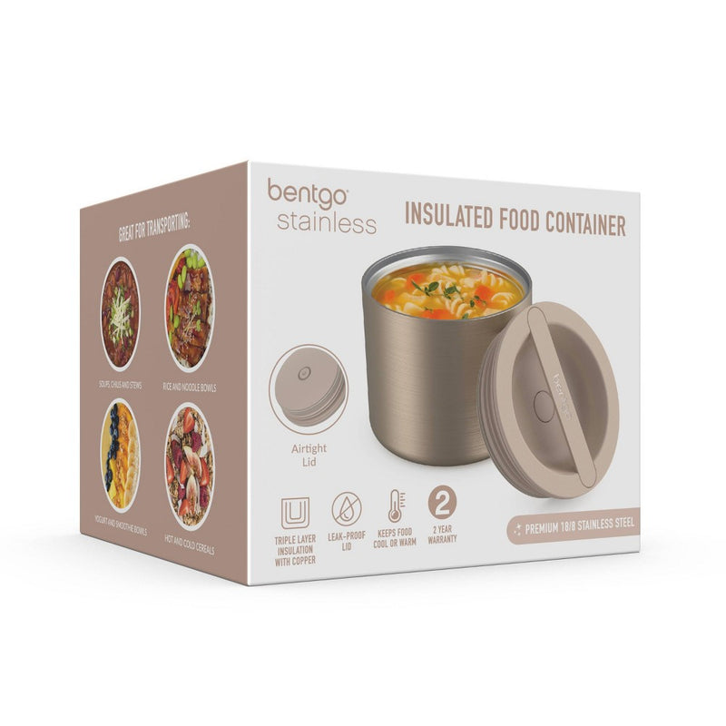 Bentgo 2.4c Stainless Steel Insulted Food Storage Container with Plastic Lid Tan