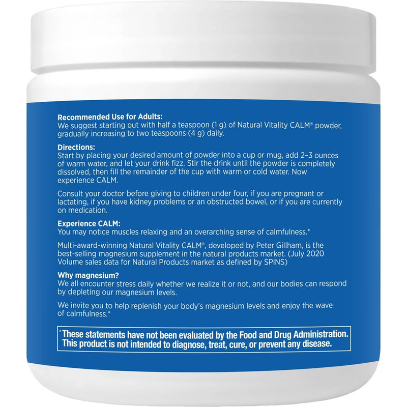 Natural Vitality CALM Mineral Magnesium Supplement Powder - Raspberry Lemon - 8oz