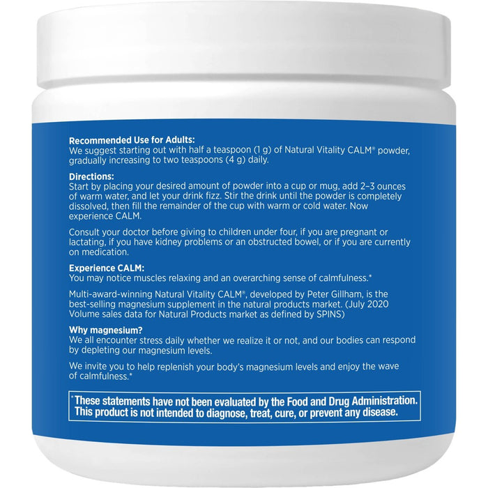 Natural Vitality CALM Mineral Magnesium Supplement Powder - Raspberry Lemon - 8oz