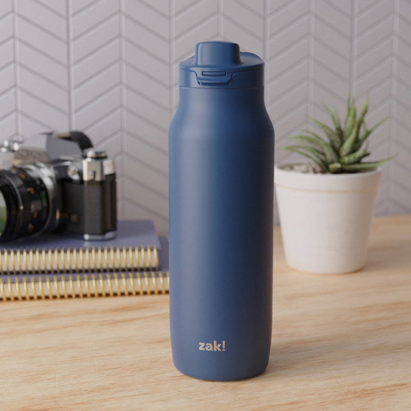 Zak Designs 24 fl oz Stainless Steel Chug Water Bottle Navy Blue