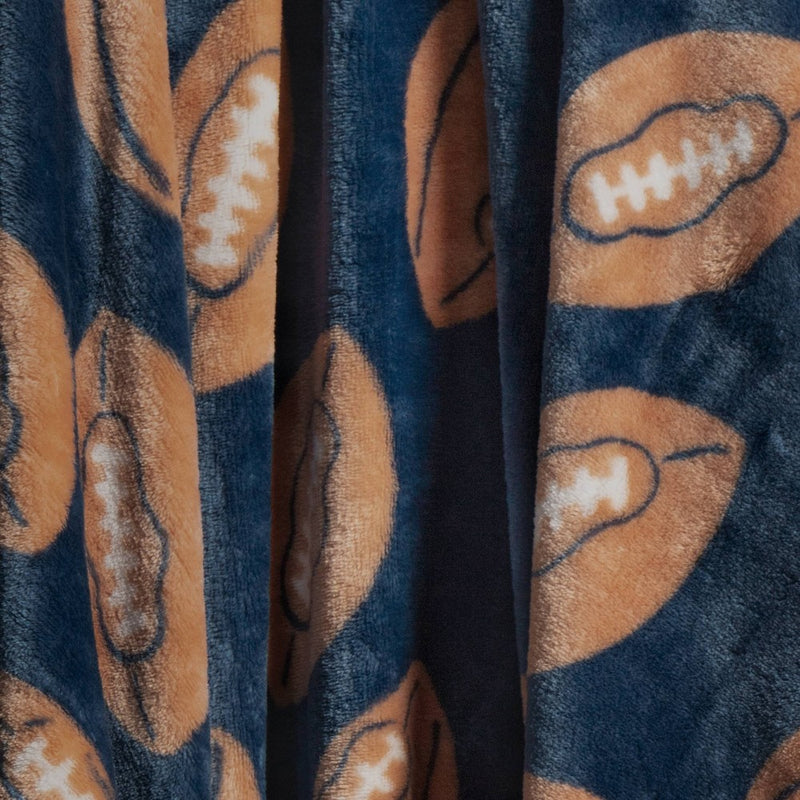 Football Plush Throw Blanket Blue