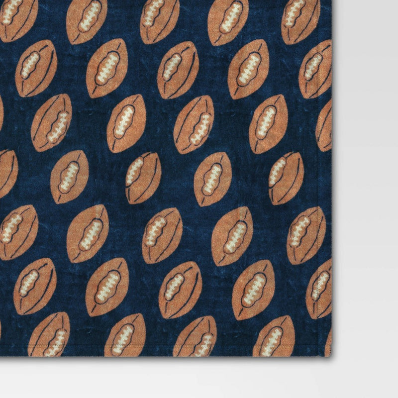 Football Plush Throw Blanket Blue