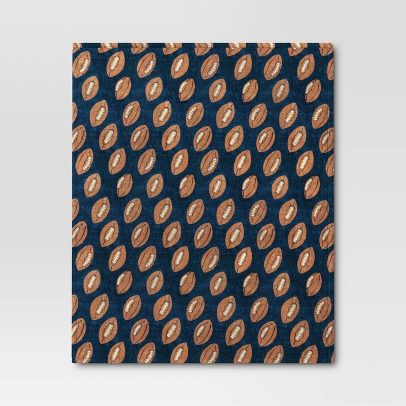 Football Plush Throw Blanket Blue