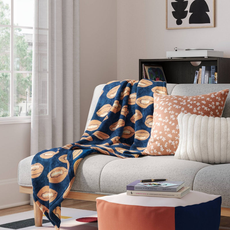 Football Plush Throw Blanket Blue