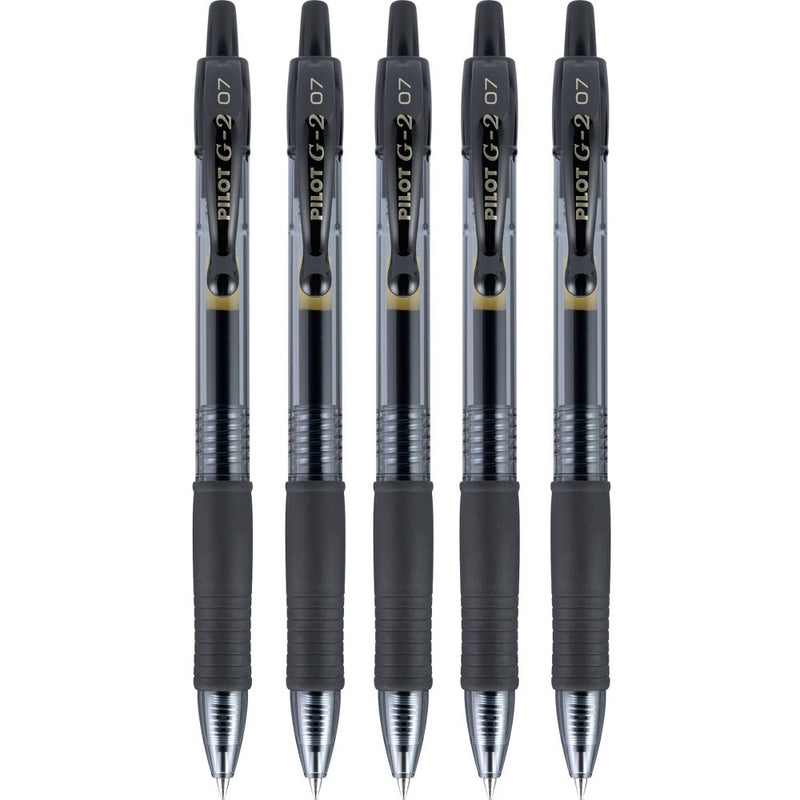 Pilot 5ct G2 Gel Pens Fine Point 0.7mm Black Ink