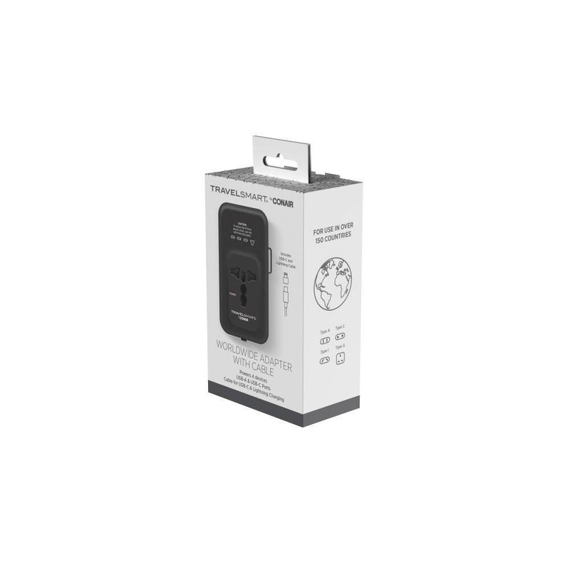 Travel Smart Does-It-All Adapter with Cables & USB-A & C Ports