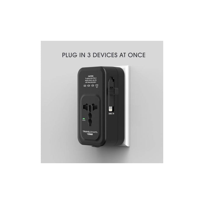 Travel Smart Does-It-All Adapter with Cables & USB-A & C Ports