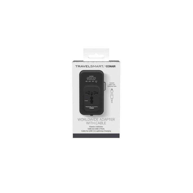Travel Smart Does-It-All Adapter with Cables & USB-A & C Ports