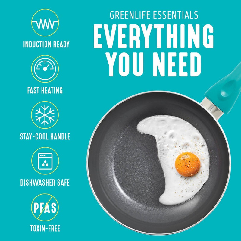 GreenLife Essentials 8" Ceramic Nonstick Aluminum Fry Pan Caribbean Blue