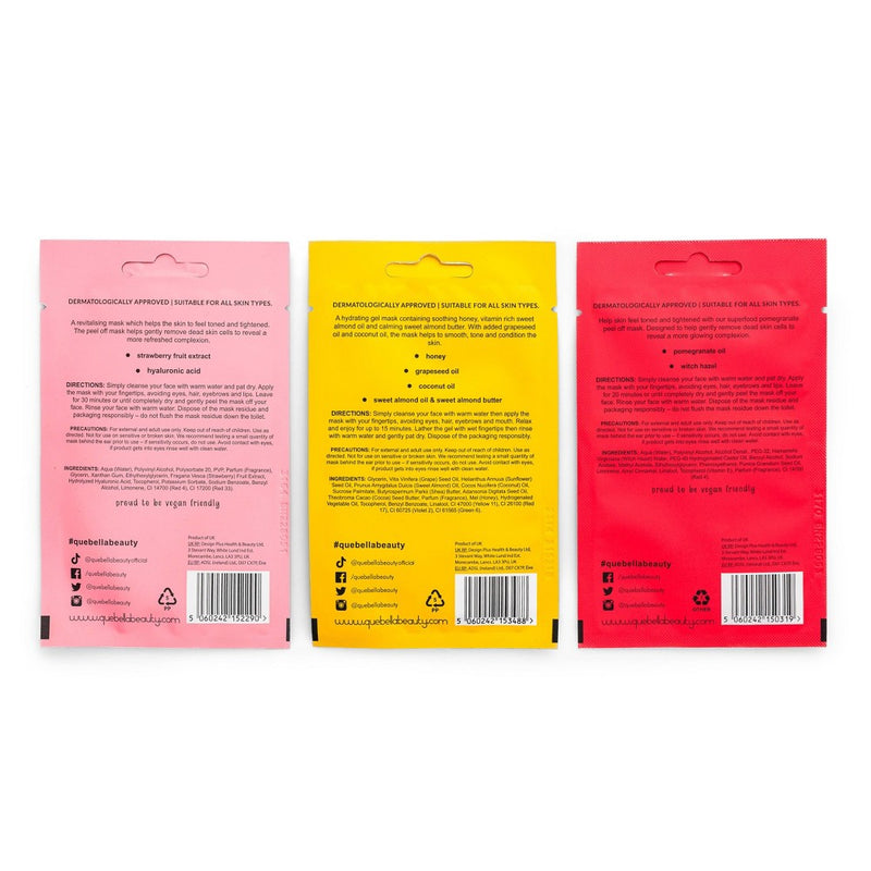 Que Bella Holiday Relax & Unwind Pamper Pouch Soothing Face Mask Gift Set - 1.36 fl oz/3pc