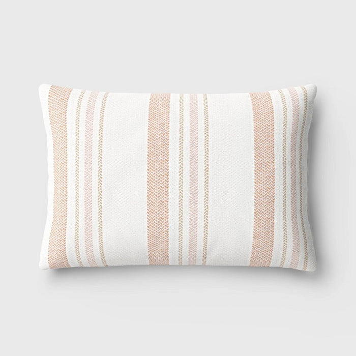 Textured Yarn Dyed Cotton Terracotta Lumbar Throw Pillow - Room Essentials: Indoor Rectangle, Dobby Weave