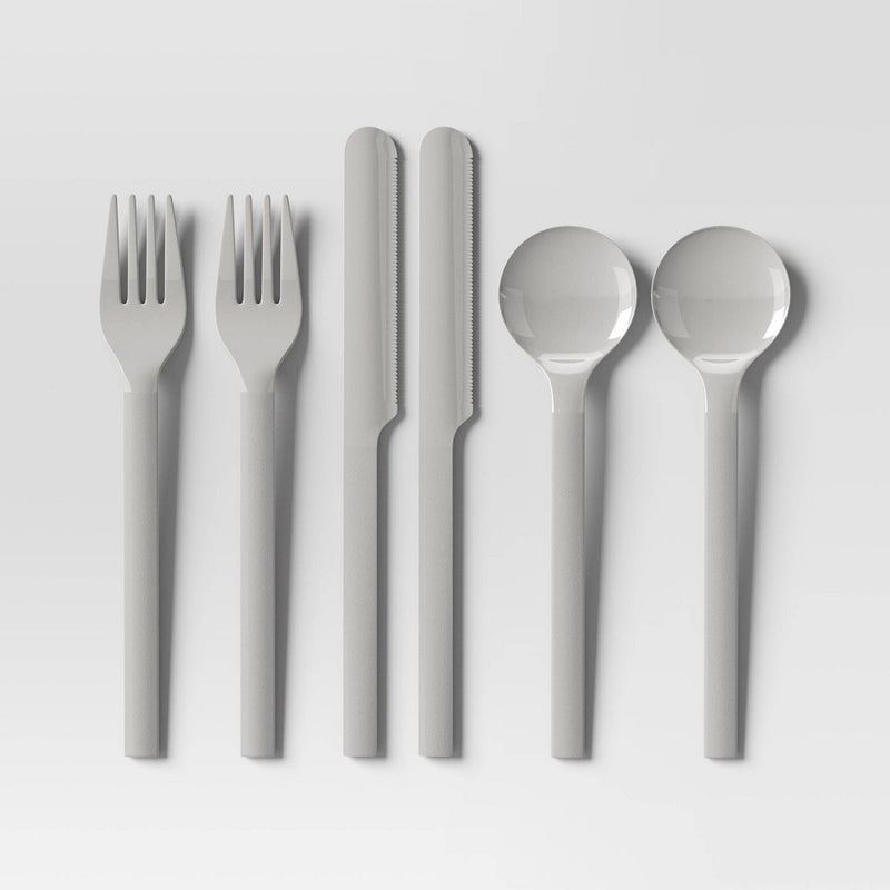 6pk Flatware Set Light Gray - Room Essentials