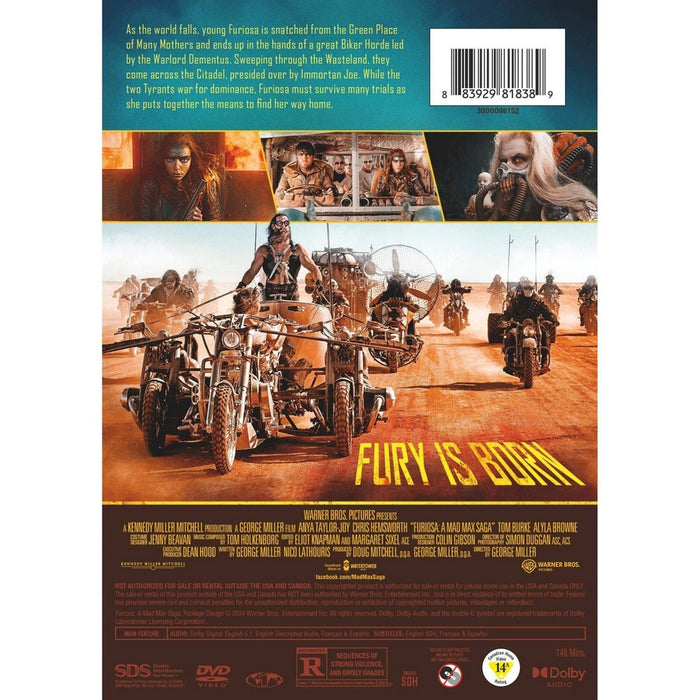 Furiosa: A Mad Max Saga (DVD) *ADD 3 TO YOUR CART & 1 IS FREE!*
