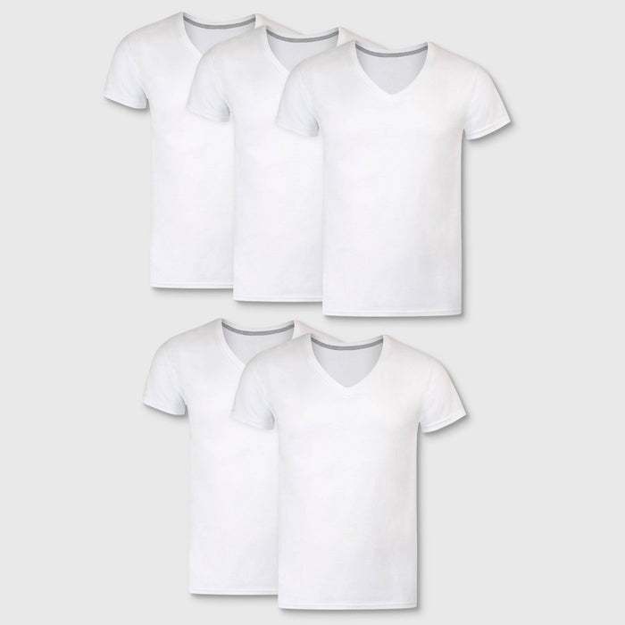 Hanes Premium Men's Slim Fit V-Neck T-Shirt 5pk - White S