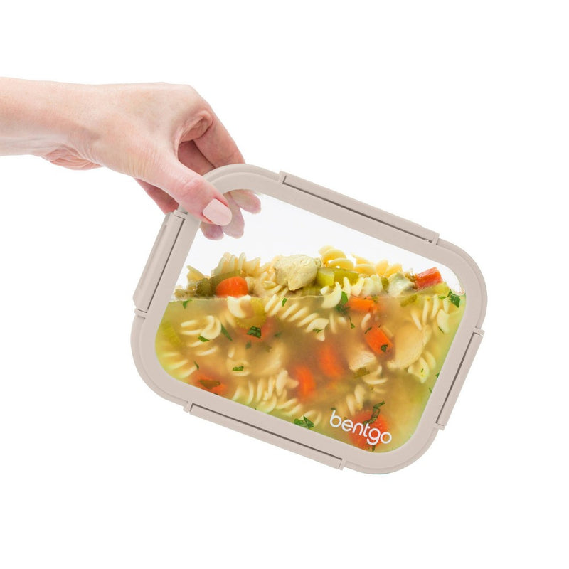 Bentgo 6.3c Glass Leak Proof Food Storage Container with Lid White Stone Tan